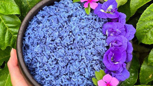 Thai Blue Rice Recipe Using Thai Blue Butterfly Pea Flowers